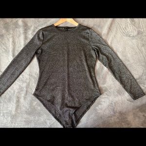 Metallic long sleeve bodysuit